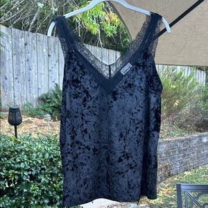 Heartloom Black Velvet Lace Trim Top